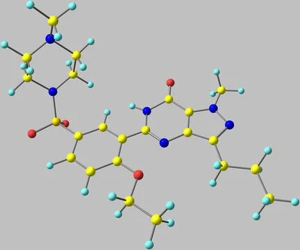 Sildenafil molecular structure isolated on grey Stock Illustration