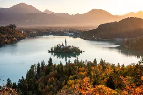 The silence of the ancient cities of Europe. Panoramic morning view of the Stock Photos