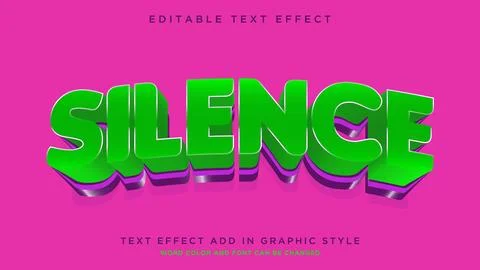 Silence glowing text effect with light colors editable text style effect Stock Illustration