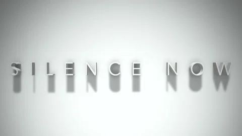 Silence now 3D title animation with shadows on a white background Stock Footage 297670299