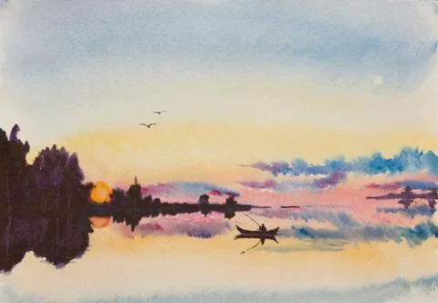 Silence over the lake Stock Illustration