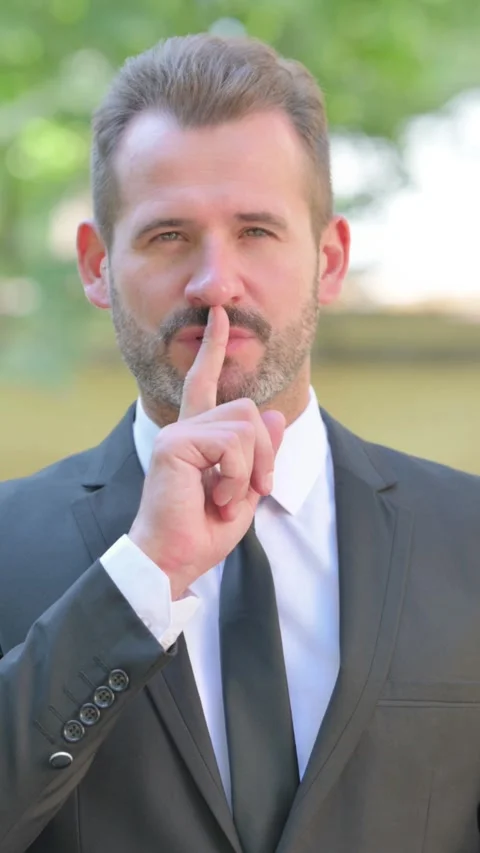 Silence Please Gesture by Middle Aged Businessman Outdoor, Vertical Video Video stock 319045894