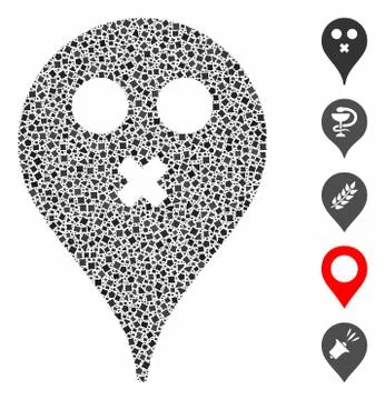 Silence smiley map marker Composition Icon of Bumpy Parts Stock Illustration