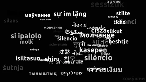 Silence Translated in 62 Worldwide Languages Endless Looping 3d Zooming Wordc Video stock 145215800