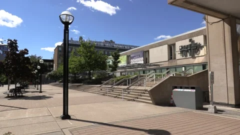 Silent and empty college and university campus during COVID 19 pandemic Stock Footage 138343759