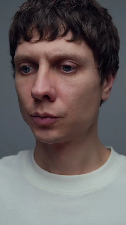 Silent Anxiety Attack. Man Trying to Calm Down. Internal Stress, Panic Struggle Stock Footage 323465089