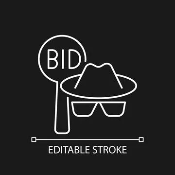 Silent auction linear icon for dark theme Stock Illustration