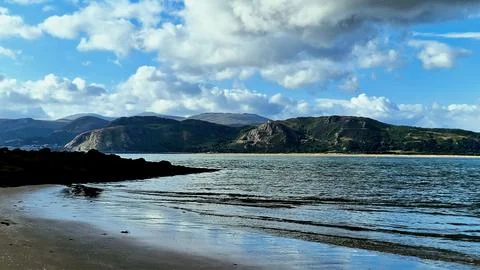 Silent Beach with mount Stock Photos