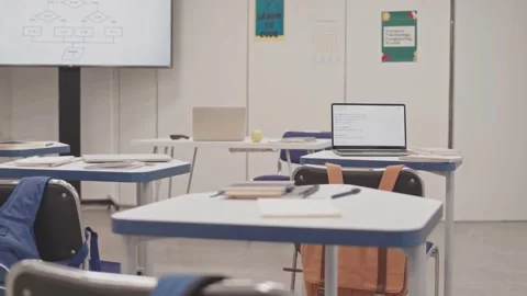 Silent Classroom After the Bell Stock Footage 320912420