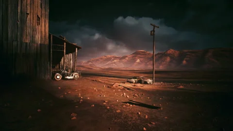 Silent desert scene with storm clouds and shadowy landscapes 스톡 동영상 334332793