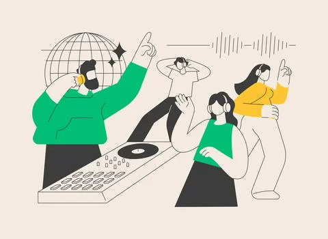 Silent disco abstract concept vector illustration. Stock Illustration