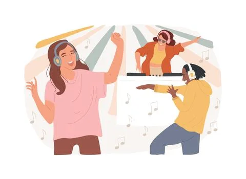 Silent disco isolated concept vector illustration. Stock Illustration