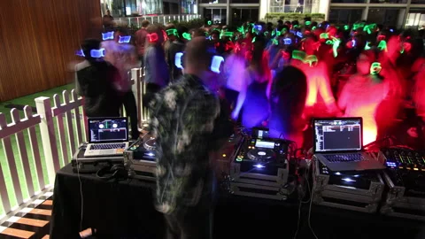 Silent Disco Time-lapse, Sydney, Vivid Festival Stock Footage 147373543