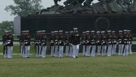 Silent Drill Team gets an applause after their performance at Iwo Jima Memorial Video stock 144190480