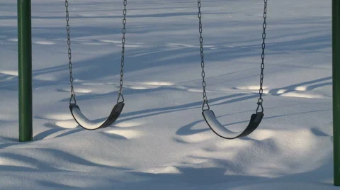 Silent Empty Swing set In Winter Stock Footage 54710562