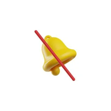 Silent mode 3D icon with a bell crossed out with a red line for applications Illustrazione stock