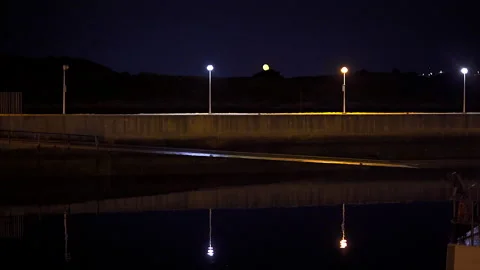 SILENT PIER IN THE MIDDLE OF THE NIGHT Video stock 160629254