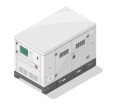 Silent power generators cupboard box engine motor isometric Stock Illustration