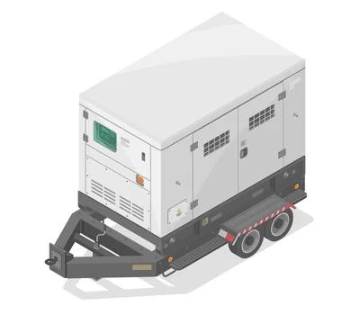 Silent power mobile generators engine motor isometric 스톡 일러스트