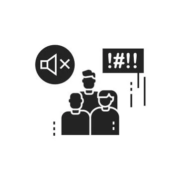 Silent protest glyph black icon. Non verbal communication. Social protest. Pi Illustrazione stock