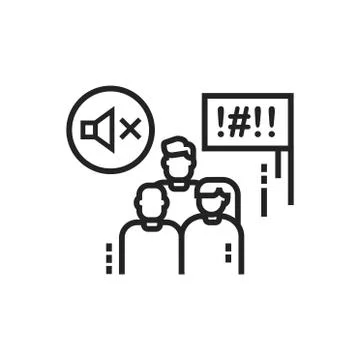 Silent protest line black icon. Non verbal communication. Social protest. Pic Illustrazione stock
