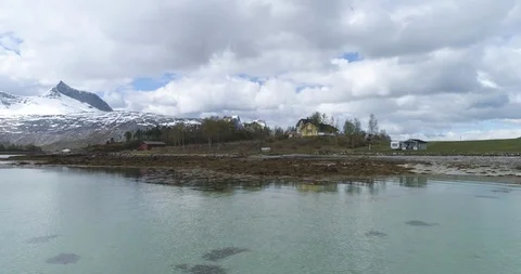 Silent river coast on a cloudy day Stock Footage 85836130