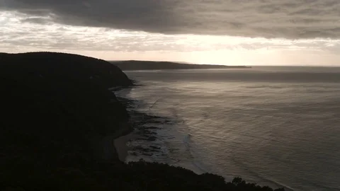 Silent sea and mountain during sunrise Stock Footage 81000562