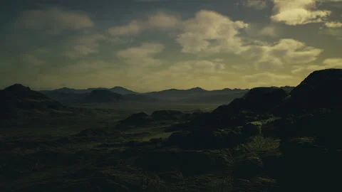 Silent wilderness with warm highlights and expansive views evoke solitude mood Stock Footage 342424467