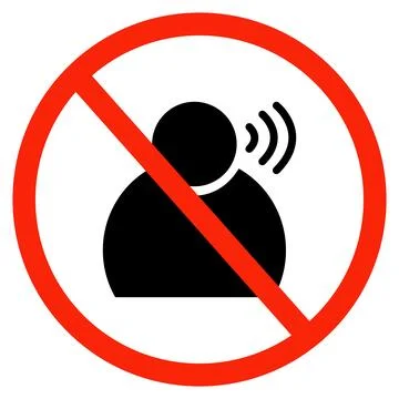 Silent zone icon. No talking allowed sign. Speech prohibition symbols. Illustration