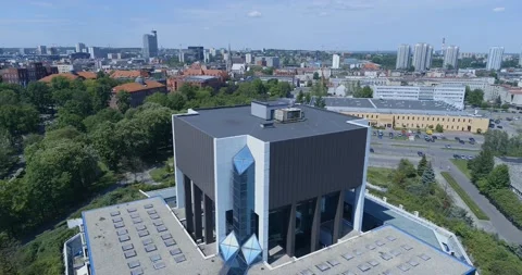 The Silesian Library in Katowice from a drone Video stock 131036505