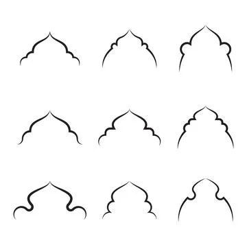 Silhoettes of arabic shapes for window or door arch Stock Illustration