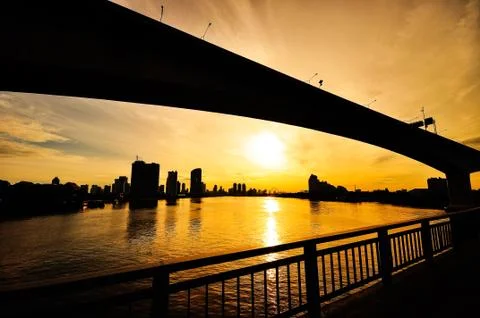 Silhouate bridge Stock Photos