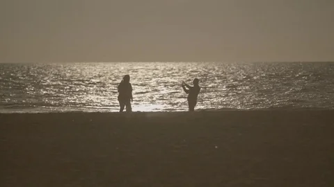 Silhouets on the beach Video stock 77876617