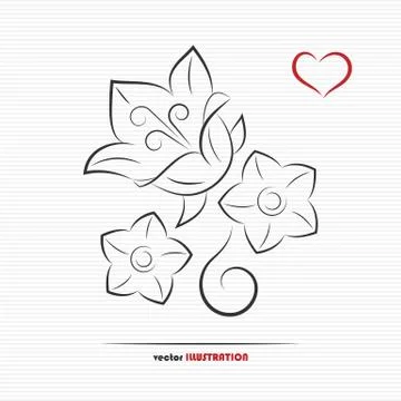 Silhouette of abstract flowers Stock Illustration