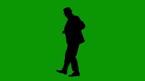 Silhouette of active elderly man dancing energetically, green screen Stock Footage 334672650