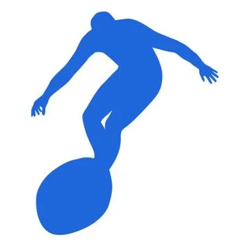Silhouette of active surfer Stock Illustration