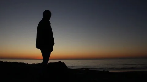 Silhouette after sun set Stock Footage 123201698