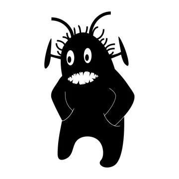 Silhouette of an alien monster with hands in the pockets of his pants. Stock Illustration
