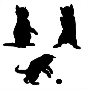 Silhouette of an amusing kitten vector Stock Illustration