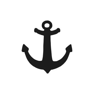 Silhouette of anchor. Vector black white doodle sketch isolated illustration. Stock Illustration