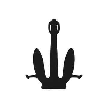Silhouette of anchor. Vector black white doodle sketch isolated illustration. Stock Illustration
