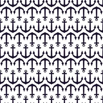 Silhouette of anchors seamless pattern. Vector black doodle sketch illustration Stock Illustration