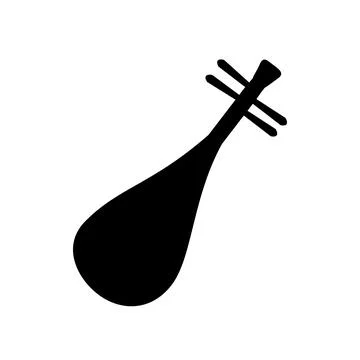 Silhouette ancient four stringed Chinese musical instrument pipa Stock Illustration