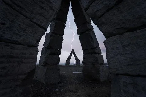 Silhouette of ancient stack stone structure 写真素材