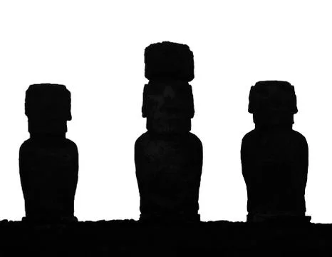 The silhouette of an ancient statues from Easter island. Stock Illustration