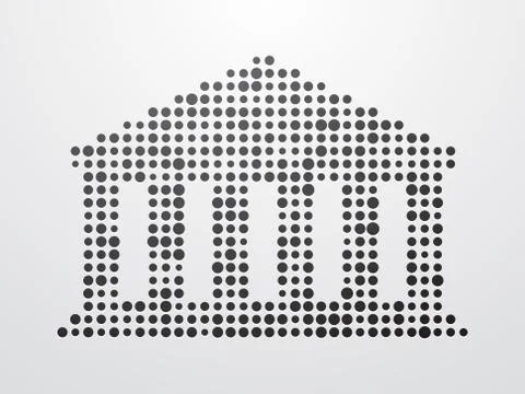 Silhouette of the ancient structures composed of small polka dots Stock Illustration