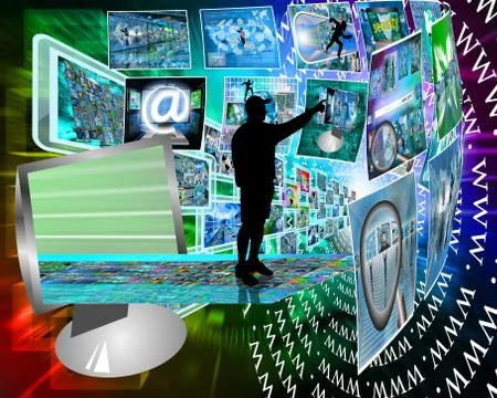 Silhouette and interface Illustrazione stock