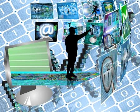 Silhouette and interface Illustrazione stock