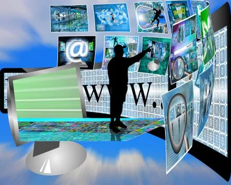 Silhouette and interface Stock Illustration