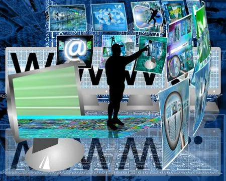 Silhouette and interface Stock Illustration